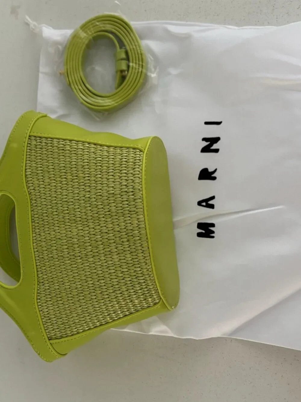 ☺️Marni☺️ Green - Woven Basket - Mini Grocery Basket